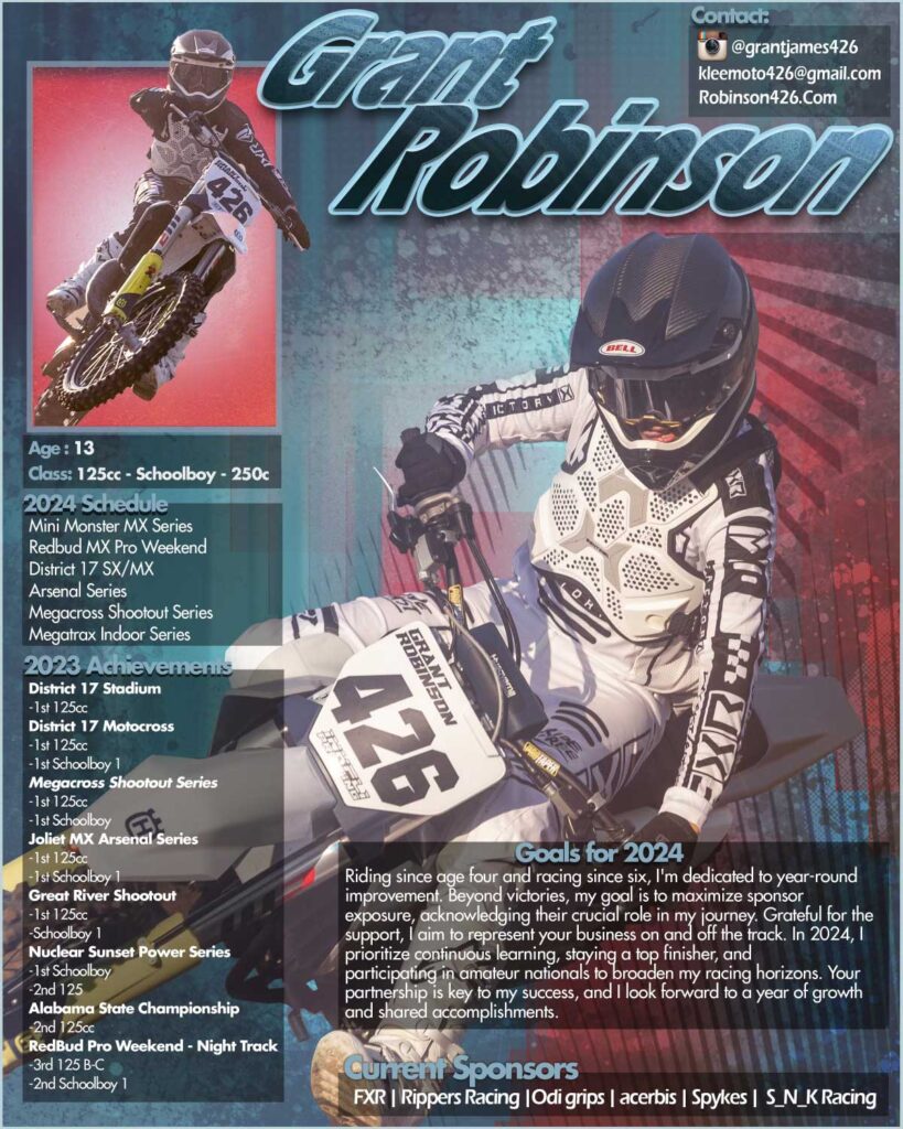 Grant Robinson #426, Motocross Racer