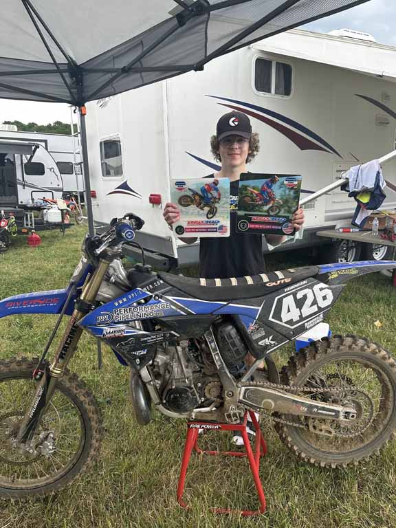 Grant Robinson #426 taking 1st and 2nd on the pro track at Redbud 2025