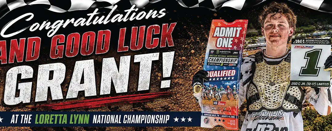 Good luck Grant banner for Loretta Lynn's